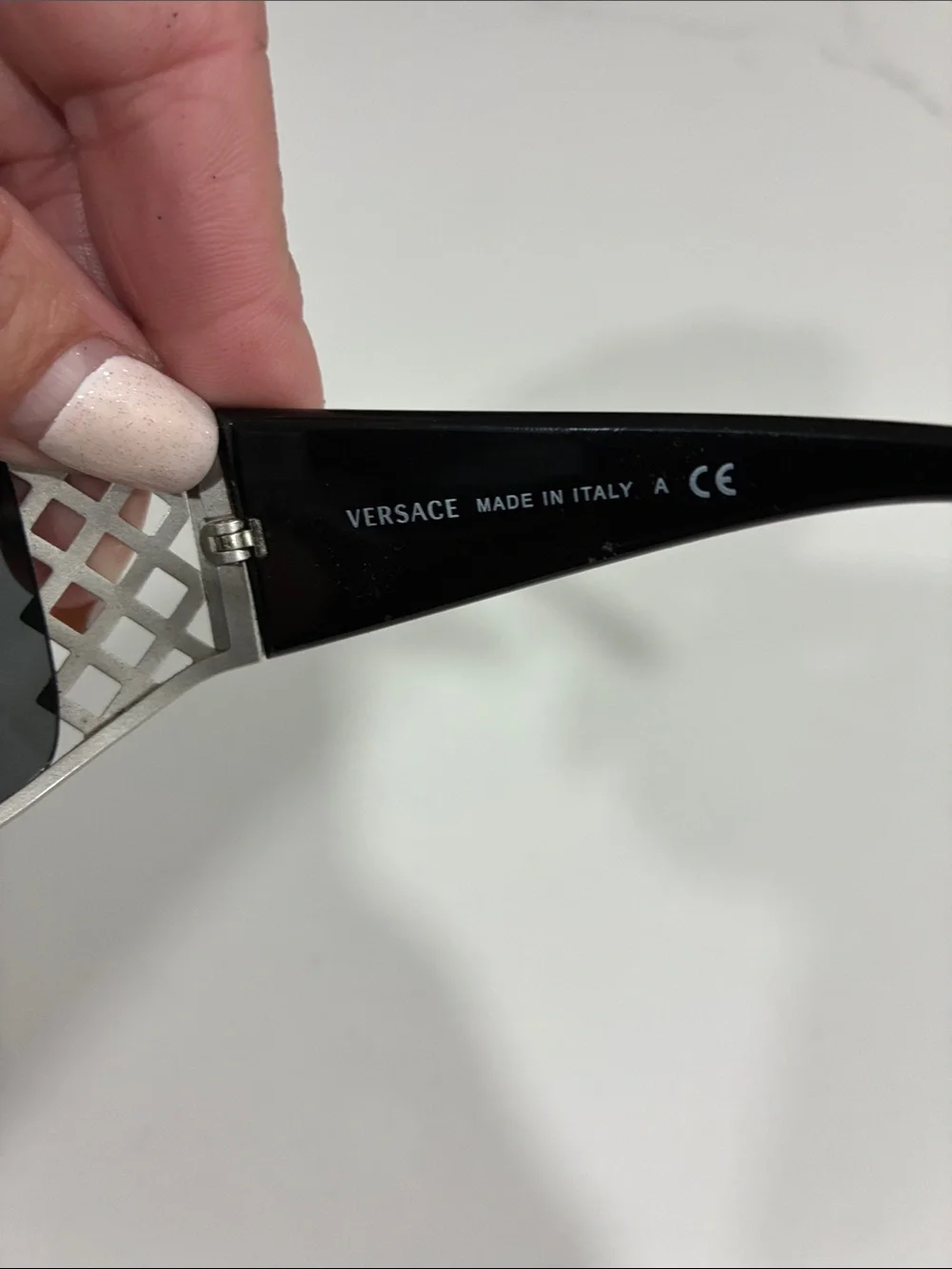 Versace Silver Frame Black Lens Women's Sunglasses